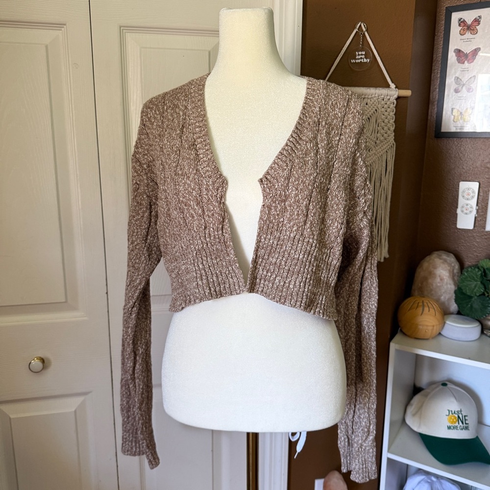 Free People Beach Cropped Cable-Knit Open Front Sweater Cardigan / Best XS/S
